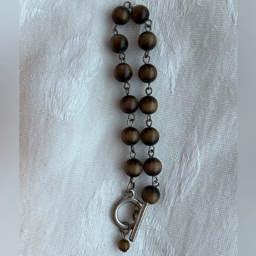 Tigers Eye Silver Beaded Bracelet - Picture 4 of 4